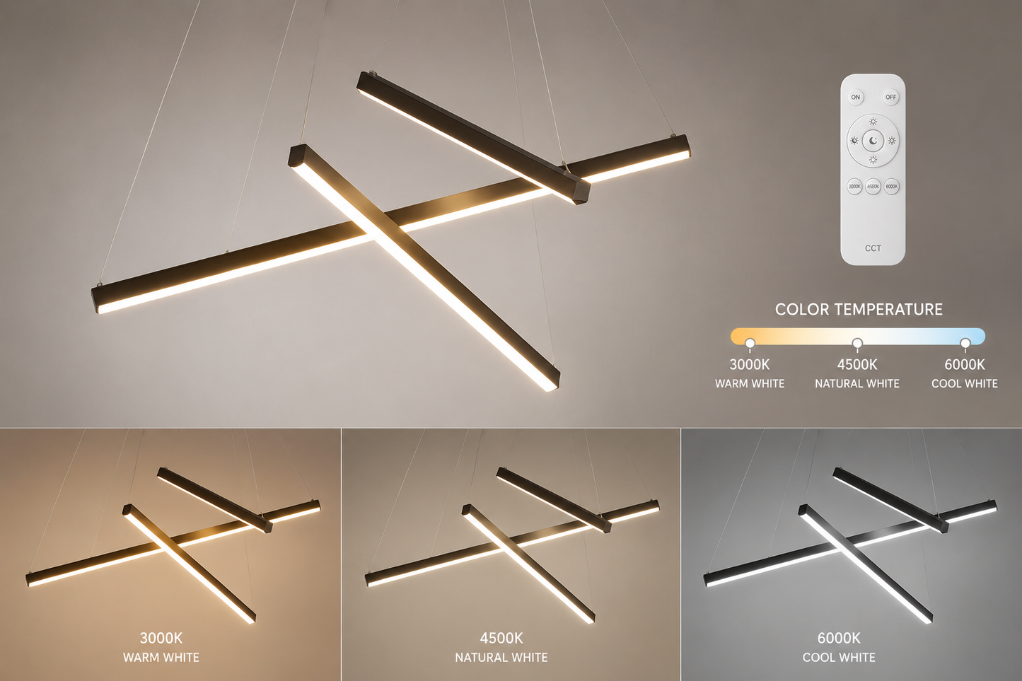 Modern Chandelier, 3 to 9 Bar Pendant Light for Living Room Ceiling