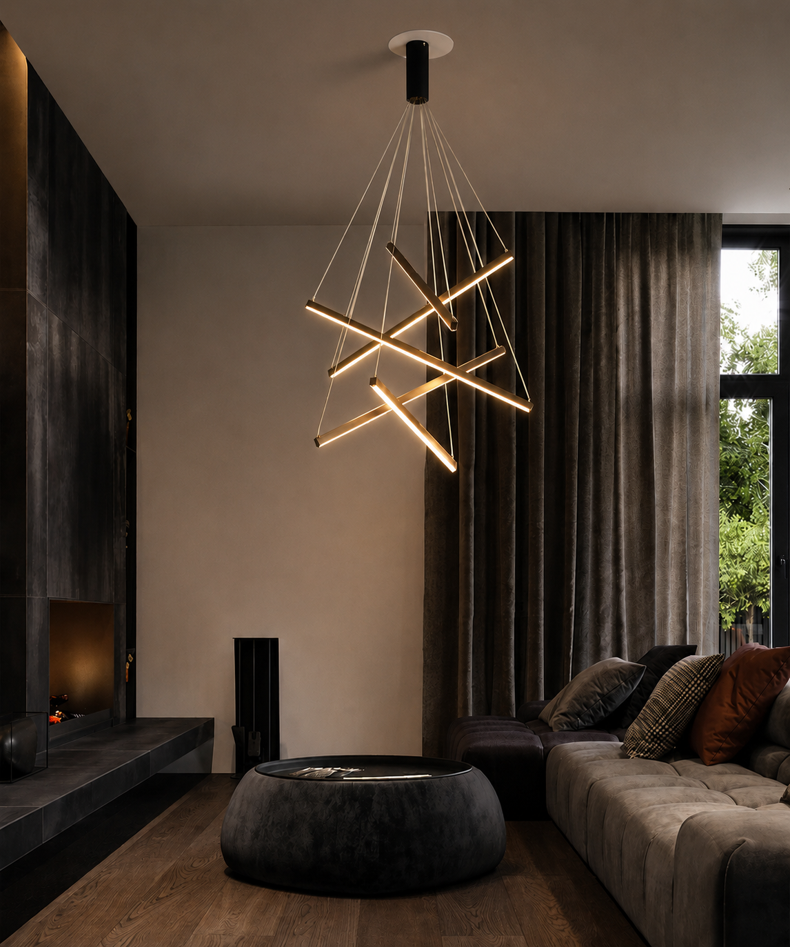 Modern Chandelier, 3 to 9 Bar Pendant Light for Living Room Ceiling