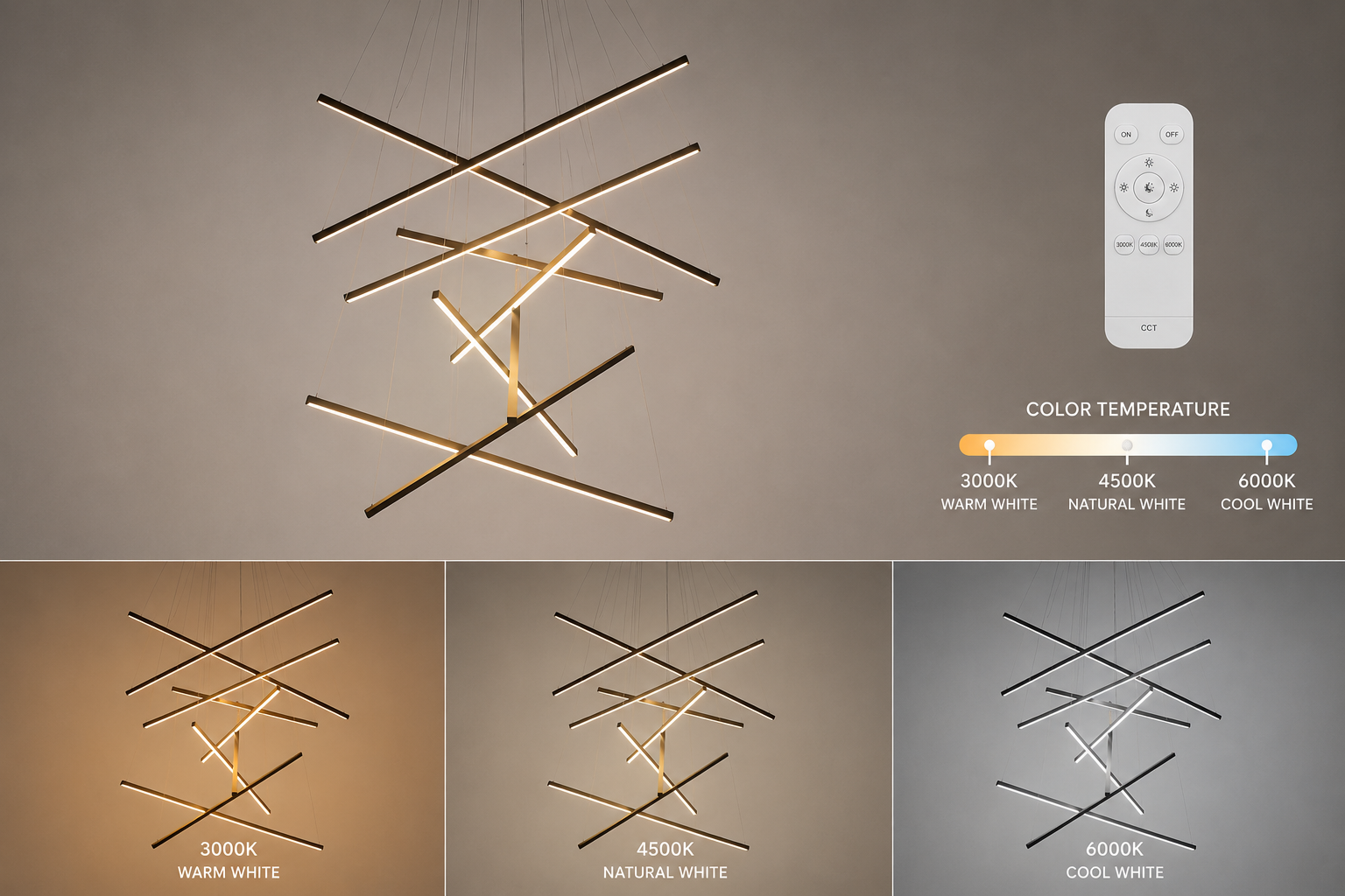 Modern Chandelier, 3 to 9 Bar Pendant Light for Living Room Ceiling